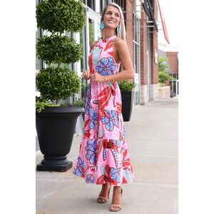 Sunday Up colorful tiered midi dress